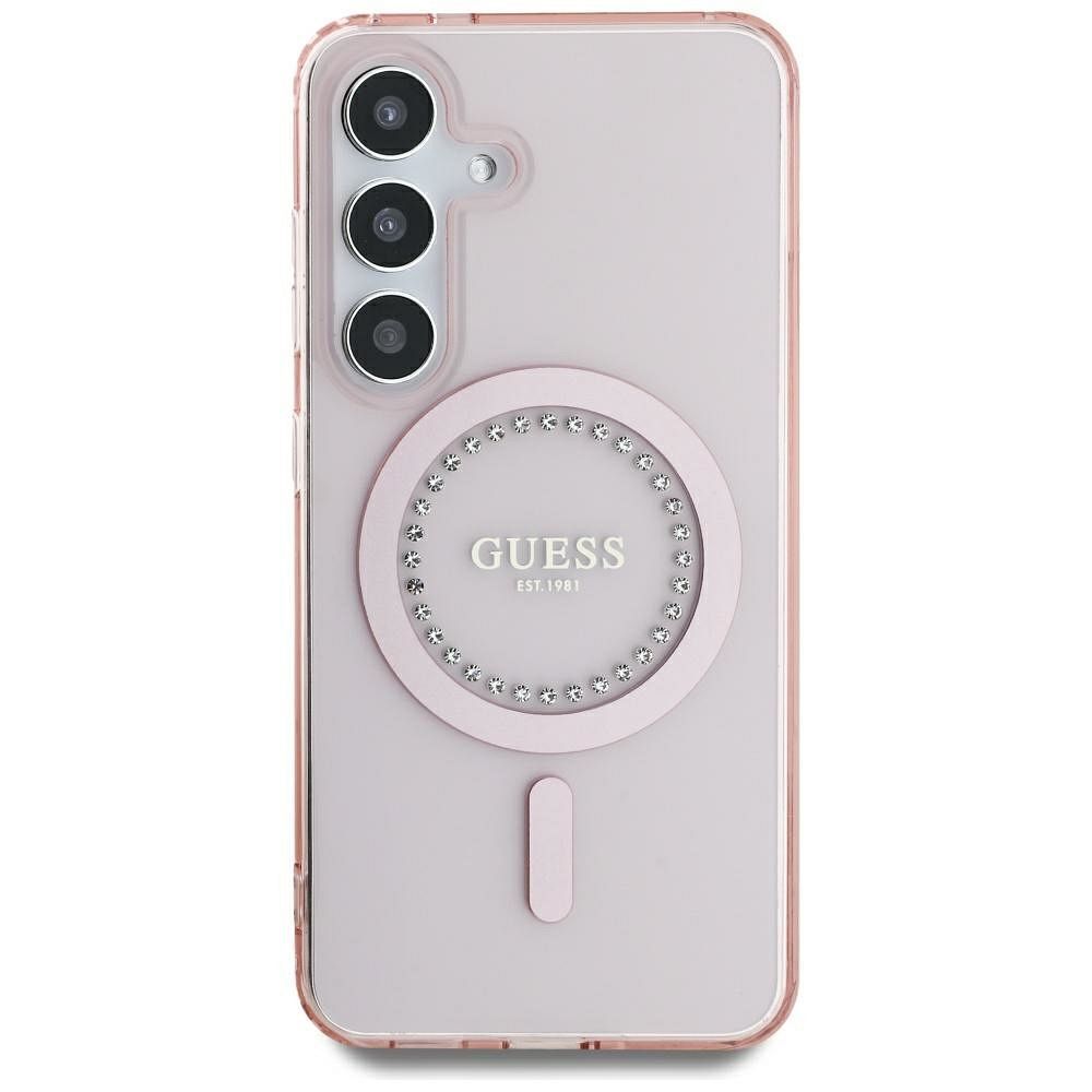 Θήκη Κινητού GUESS Samsung S25 Ροζ με Μαγνητικό Κούμπωμα & Στρας