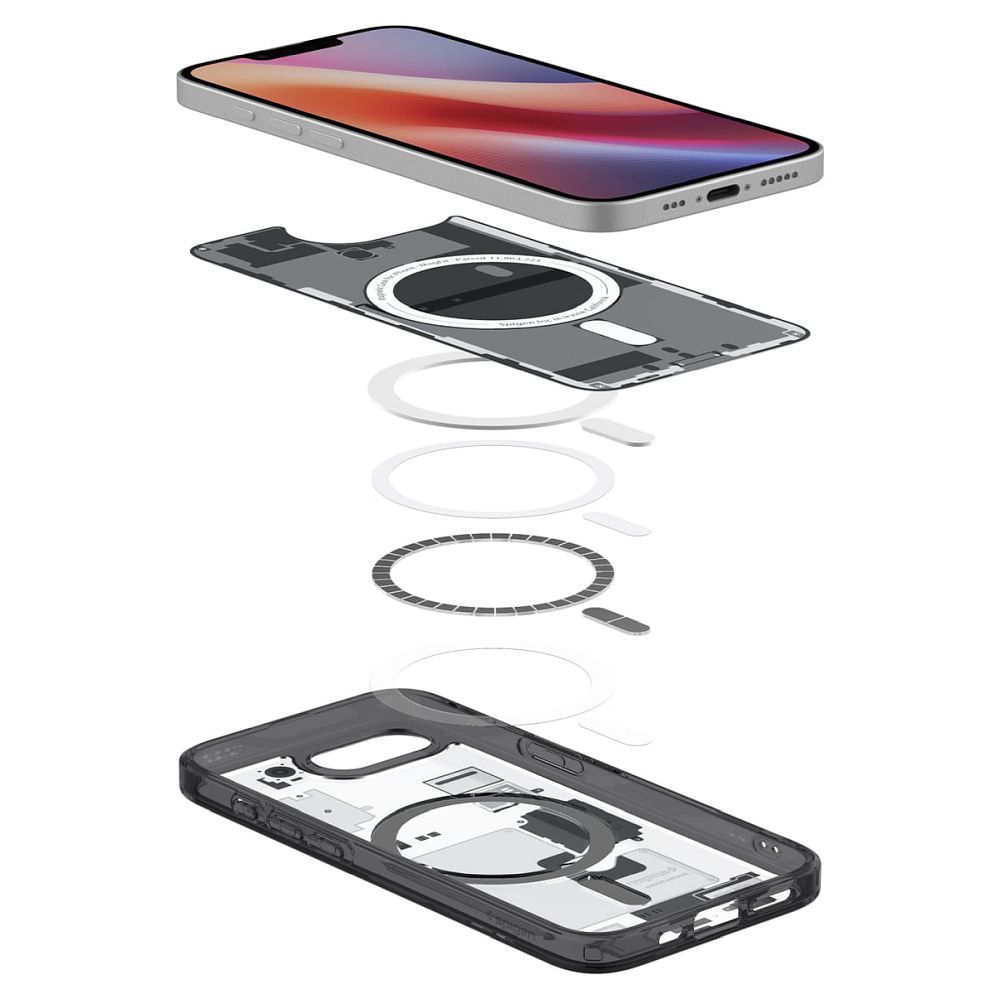 SPIGEN case ULTRA HYBRID MAG compatible with MagSafe for IPHONE 16E 2025 zero one black