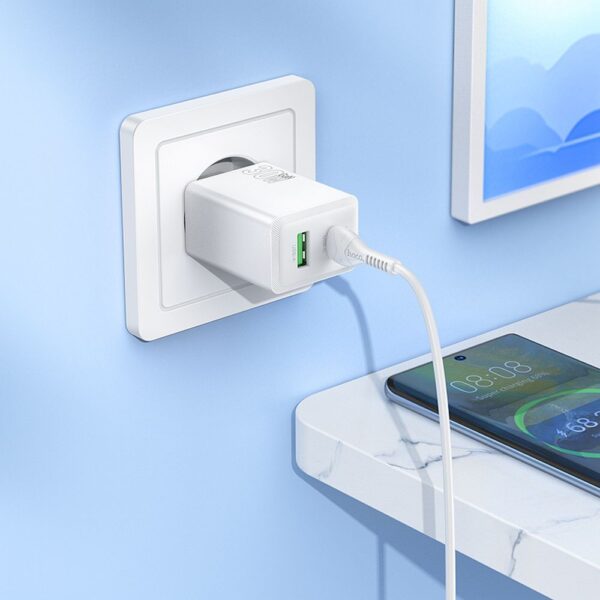 HOCO wall charger USB A + Type C PD QC3.0 AFC 3A 30W N71 white
