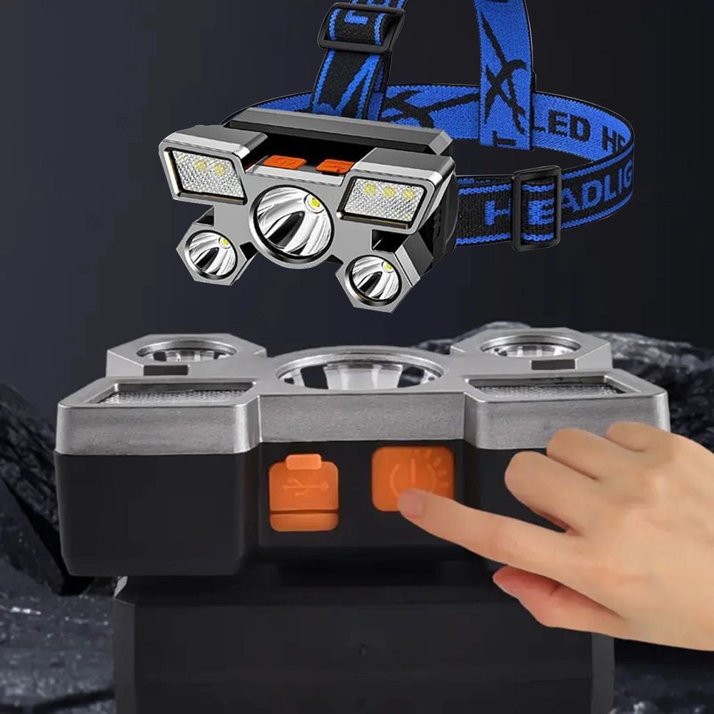 Head flashlight LED rechargeable 9 x LED strong RC-K-1227 black
