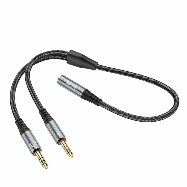 HOCO cable AUX 2in1 Jack 3,5 mm (female) to 2 x Jack 3,5 mm (male) UPA21 0,25 m metal gray