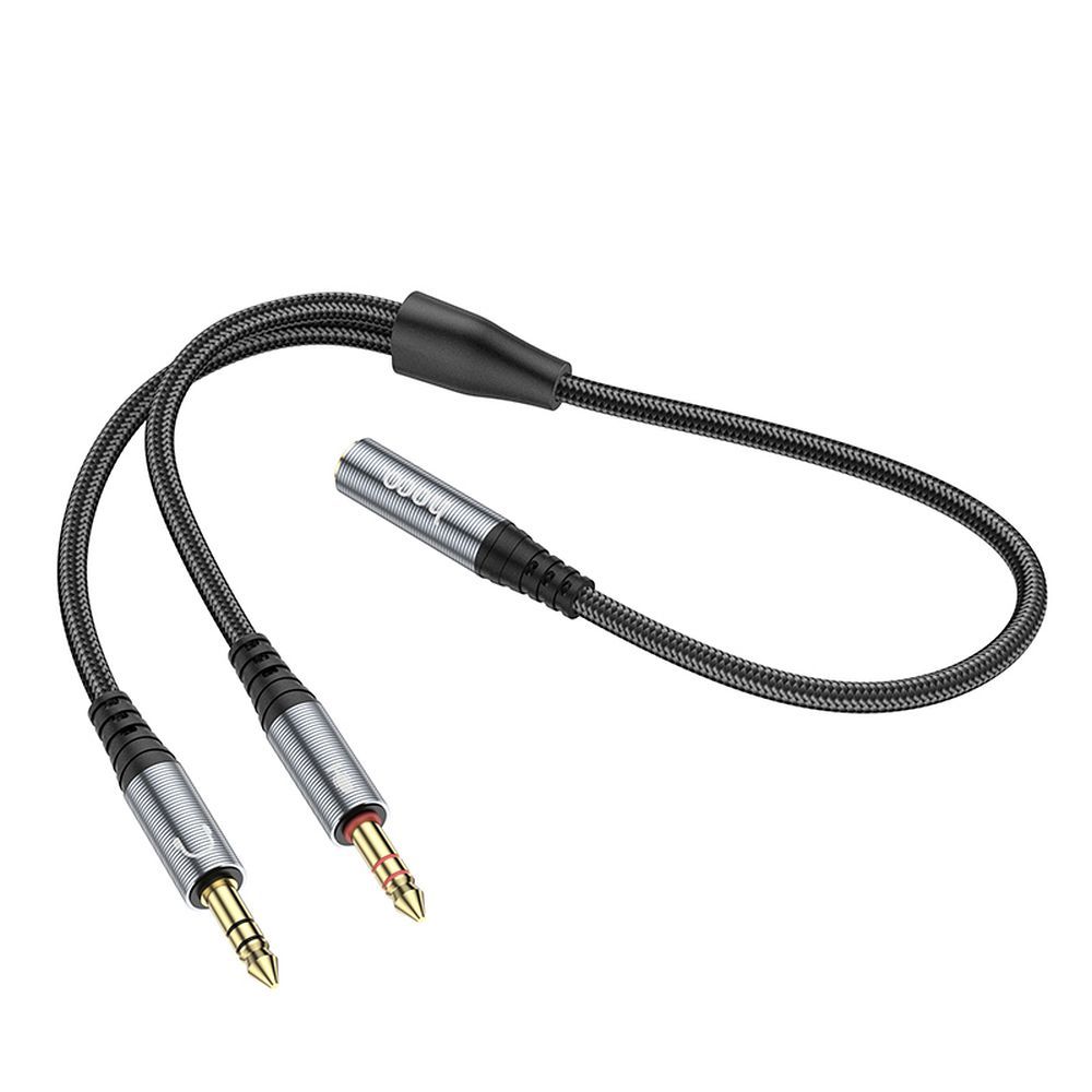 HOCO cable AUX 2in1 Jack 3,5 mm (female) to 2 x Jack 3,5 mm (male) UPA21 0,25 m metal gray