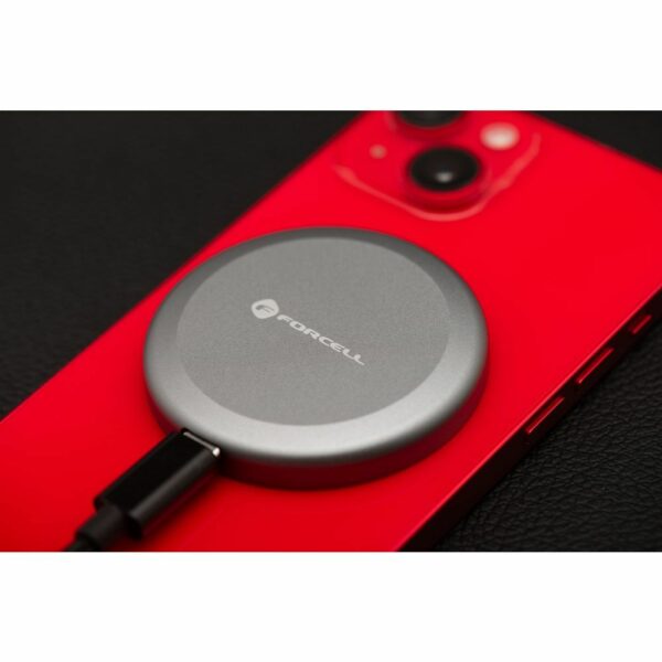 Ασύρματος Φορτιστής MagSafe FORCELL Qi2 15W με Αποσπώμενο Καλώδιο - Ασημί