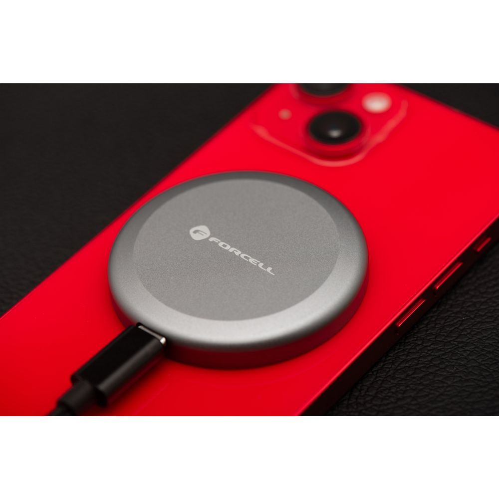 Ασύρματος Φορτιστής MagSafe FORCELL Qi2 15W με Αποσπώμενο Καλώδιο - Ασημί