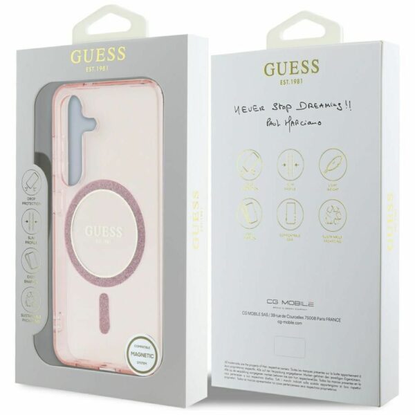 Θήκη Κινητού GUESS Magnetic Glitter Circle Ροζ για Samsung S25 GUHMS25SHFGEREP