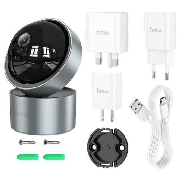 HOCO indoor camera adjustable in two planes with night mode Full HD D5 silver