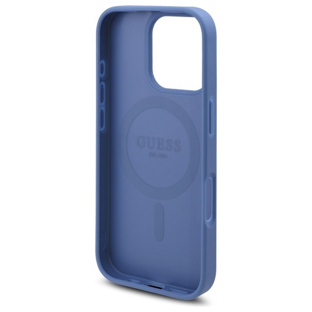 GUESS case for IPHONE 16 Pro compatible with MagSafe GUHMP16LP4ROPEMCB (4G Flowers Print) blue