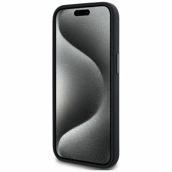 KARL LAGERFELD case for IPHONE 15 compatible with MagSafe KLHMP15SSCMKMPCK (Silicone Initial Metal Logo) black