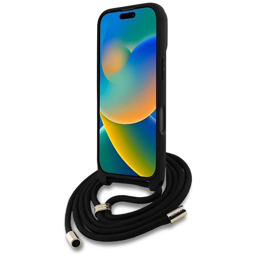 GUESS case for IPHONE 16 Pro Max GUHCP16XP4GMGCRK (CBDY PU 4G Big Logo W/Cord Strap) black