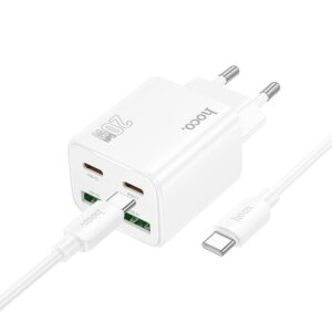 HOCO charger 2 x Type C + 2 x USB A + cable Type C to Type C PD QC3.0 3A 20W N55 white