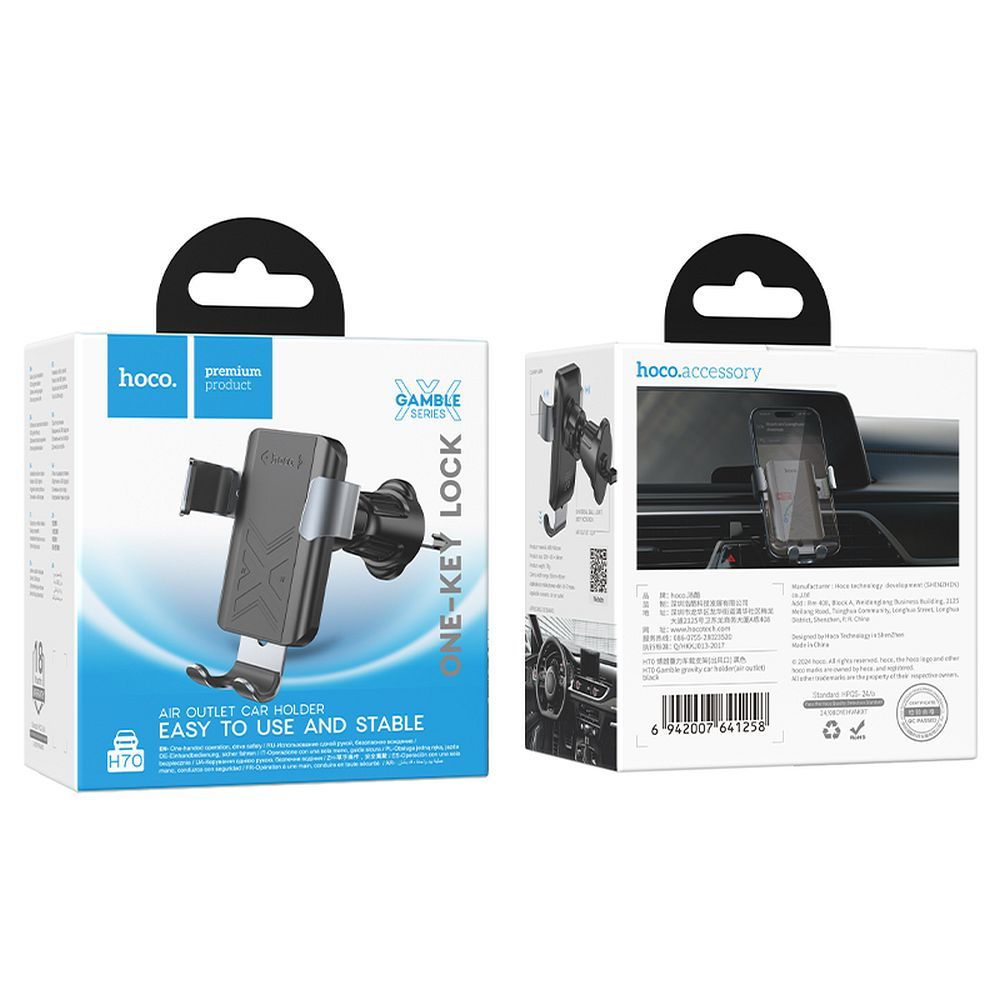 HOCO gravity car holder for air vent H70 black