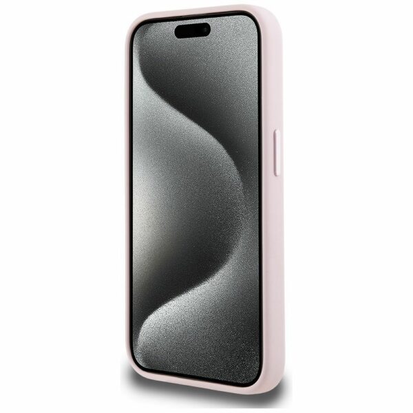 KARL LAGERFELD case for IPHONE 15 compatible with MagSafe KLHMP15SSCMKMPCP (Silicone Initial Metal Logo) pink