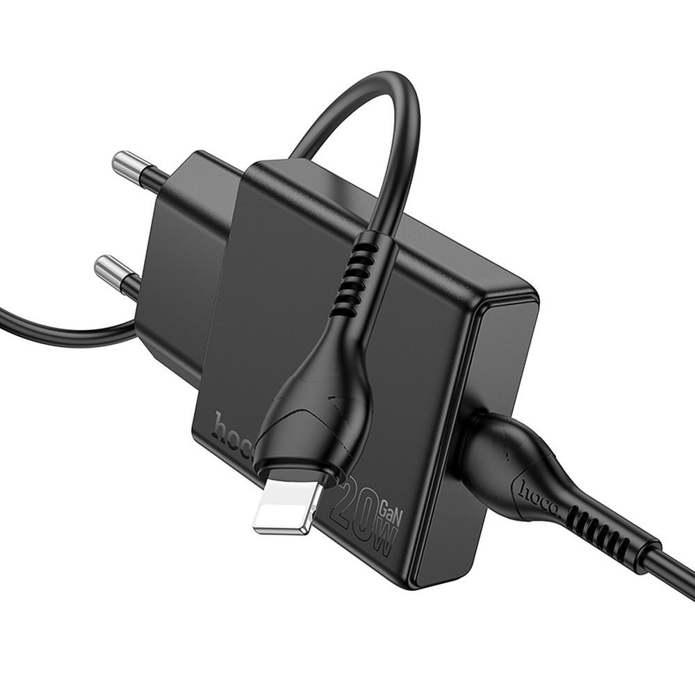 HOCO slim wall charger Type C + cable Type C to Lightning PD QC 30W N37 black