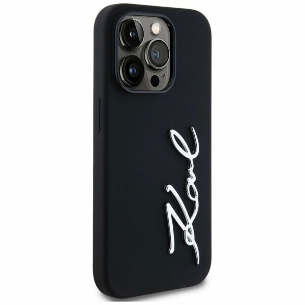 KARL LAGERFELD case for IPHONE 14 Pro KLHCP14LSCMSMVK (Silicone Sign Metal Logo) black
