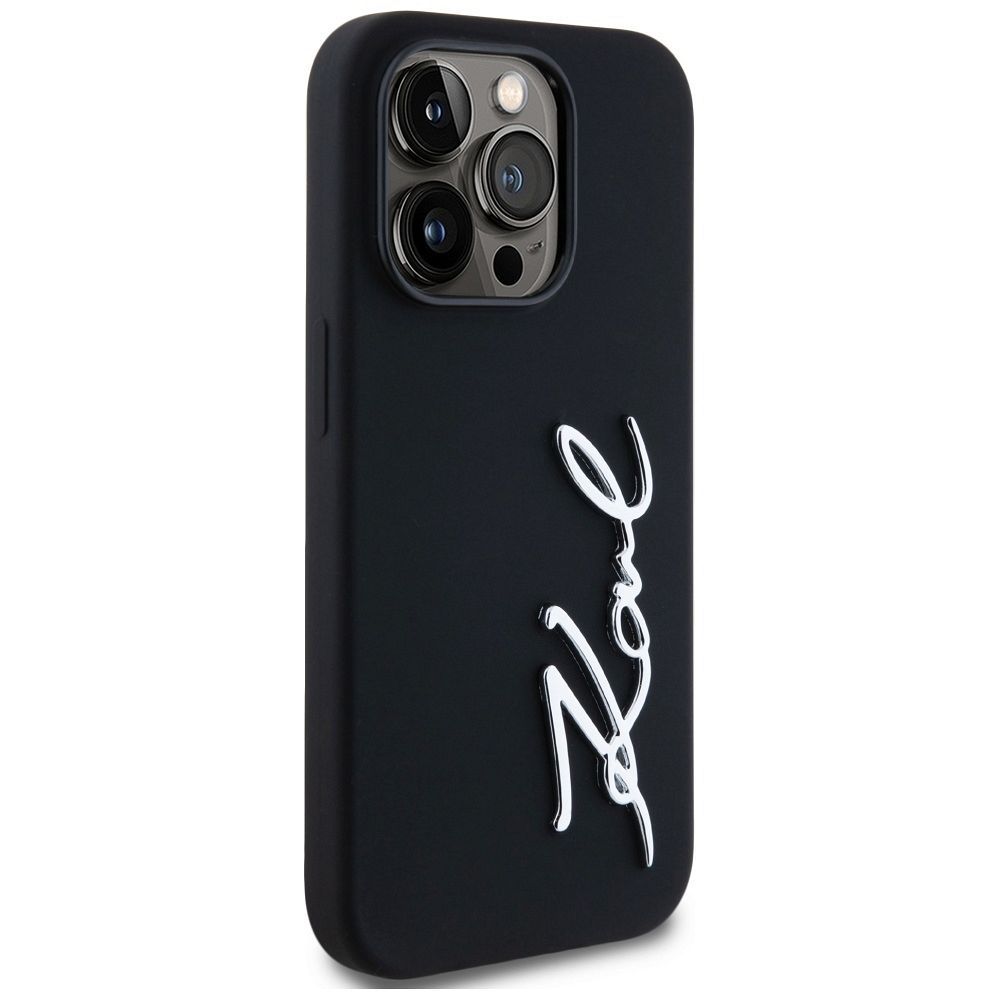 KARL LAGERFELD case for IPHONE 14 Pro KLHCP14LSCMSMVK (Silicone Sign Metal Logo) black