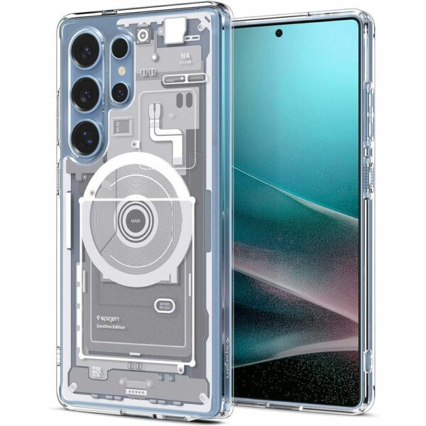 SPIGEN case ULTRA HYBRID MAG compatible with MagSafe for S25 Ultra zero one white
