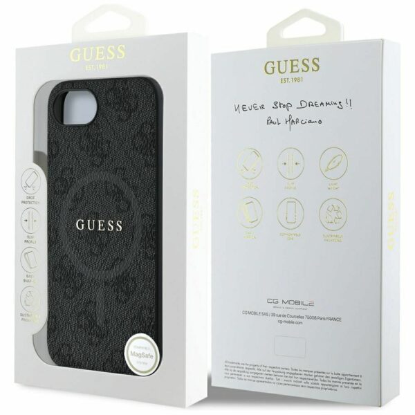 GUESS case for IPHONE 16e (SE 4 2025) compatible with MagSafe GUHMPSE4G4GFRK (PU 4G Ring Classic Logo) black