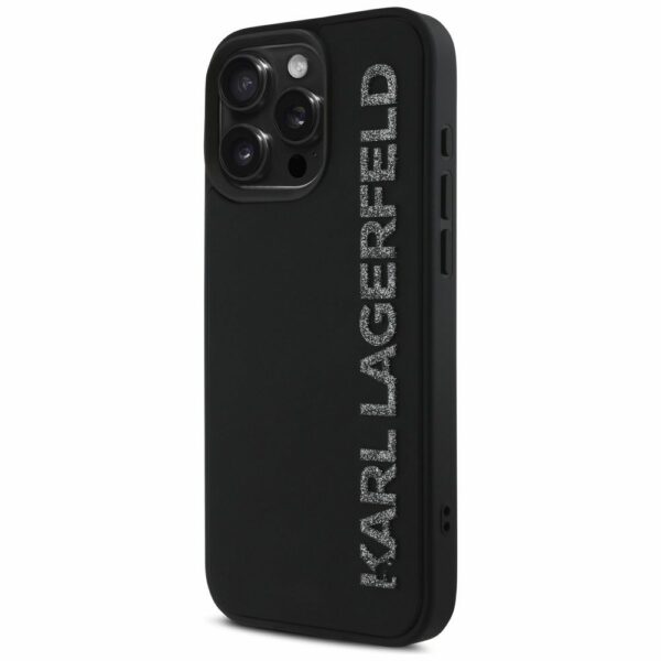 KARL LAGERFELD case for IPHONE 16 Pro KLHCP16LRBKGVCK (3D Rubber Elongated Glitter) black