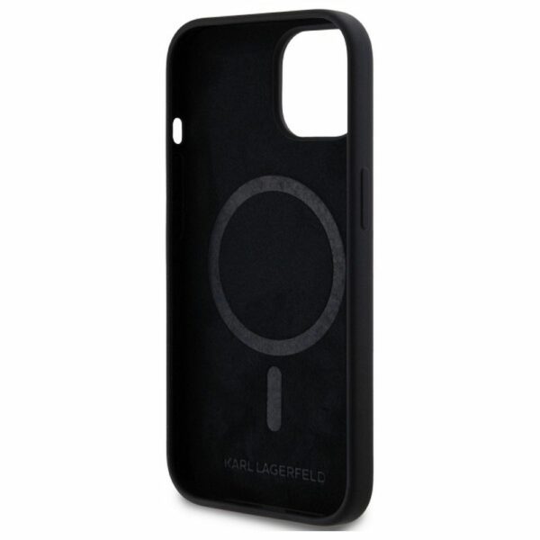 KARL LAGERFELD case for IPHONE 15 compatible with MagSafe KLHMP15SSKHPPLK (SIL KL Head Print) black