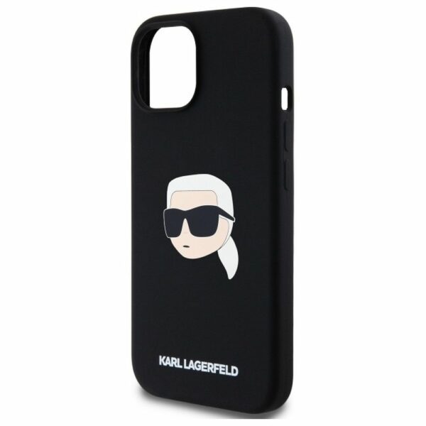 KARL LAGERFELD case for IPHONE 15 compatible with MagSafe KLHMP15SSKHPPLK (SIL KL Head Print) black