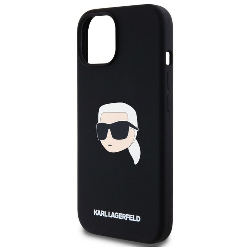 KARL LAGERFELD case for IPHONE 15 compatible with MagSafe KLHMP15SSKHPPLK (SIL KL Head Print) black