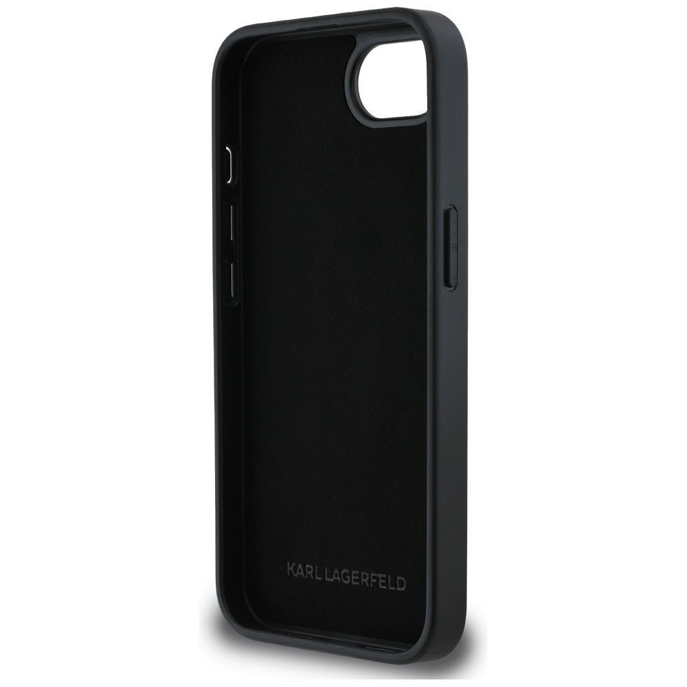 KARL LAGERFELD case for IPHONE 16e (SE 4 2025) KLHCPSE4PFGKCPS (Fixed Glitter W/ Ikonik Metal Pin) silver