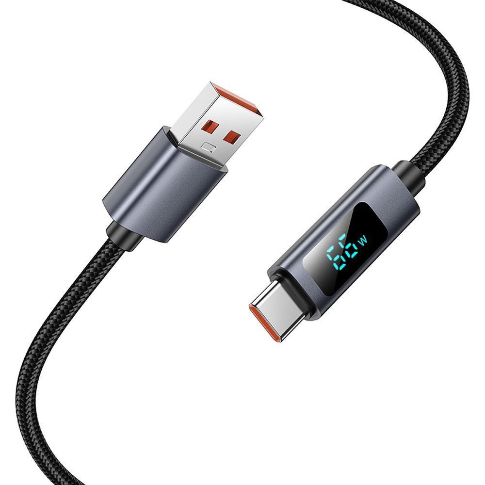 Cable USB A to USB C Hoco 5A with display 1 m X112 black