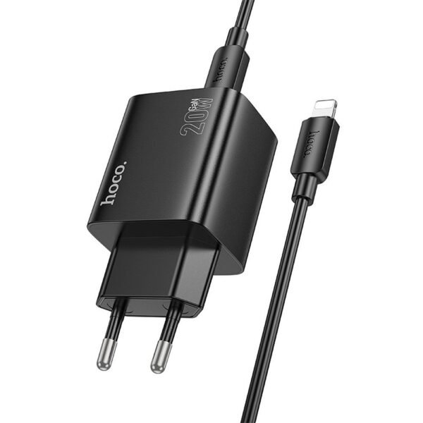 HOCO charger 2 x Type C + 2 x USB A + cable Type C to Lightning PD QC3.0 3A 20W N55 black