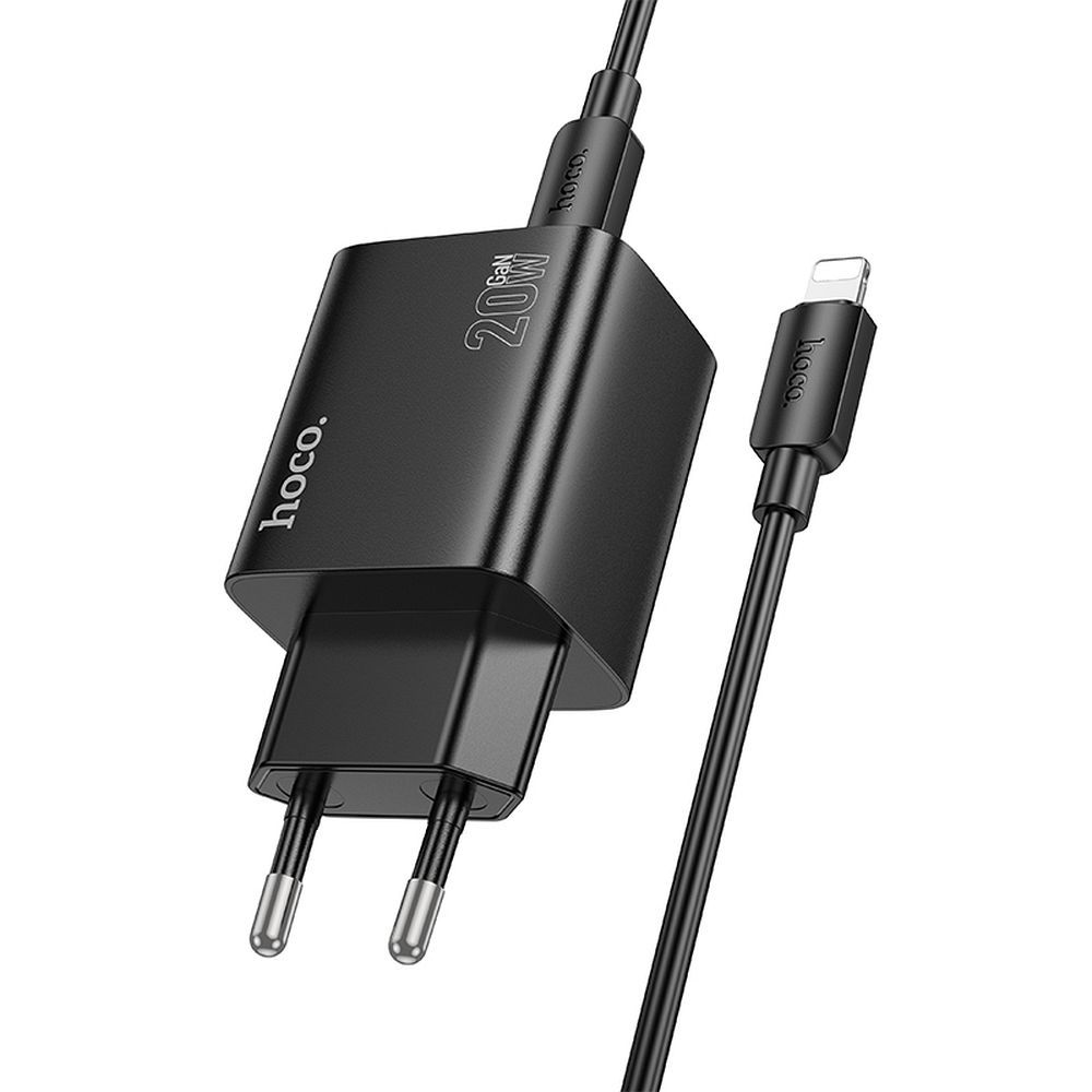 HOCO charger 2 x Type C + 2 x USB A + cable Type C to Lightning PD QC3.0 3A 20W N55 black