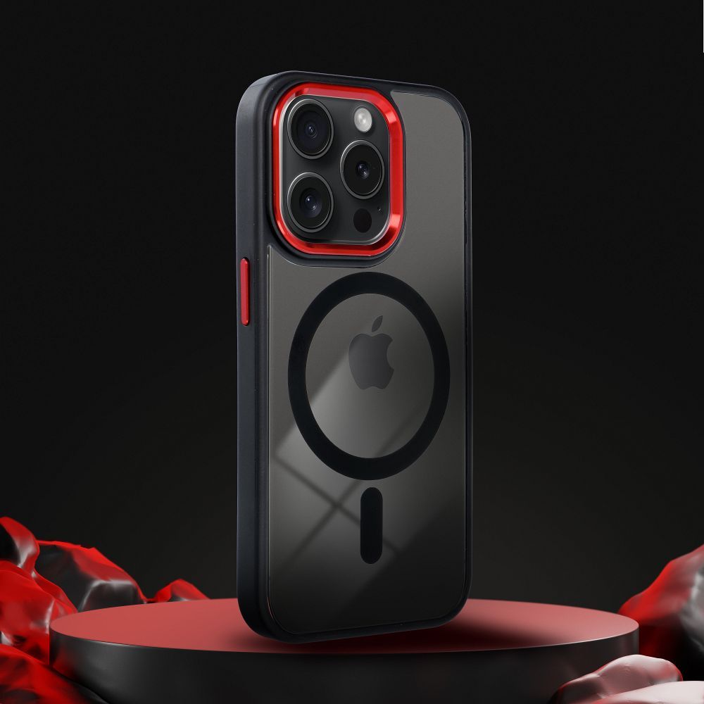 COLOR EDGE MAG COVER case compatible with MagSafe for IPHONE 13 black red