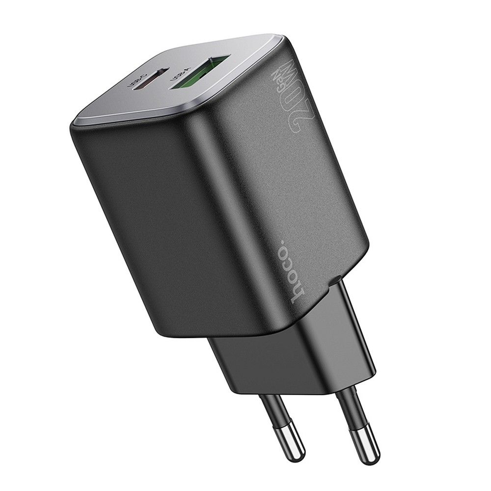 Φορτιστής HOCO USB A & Type C PD QC 3A 20W N41 Μαύρος - Γρήγορη Φόρτιση