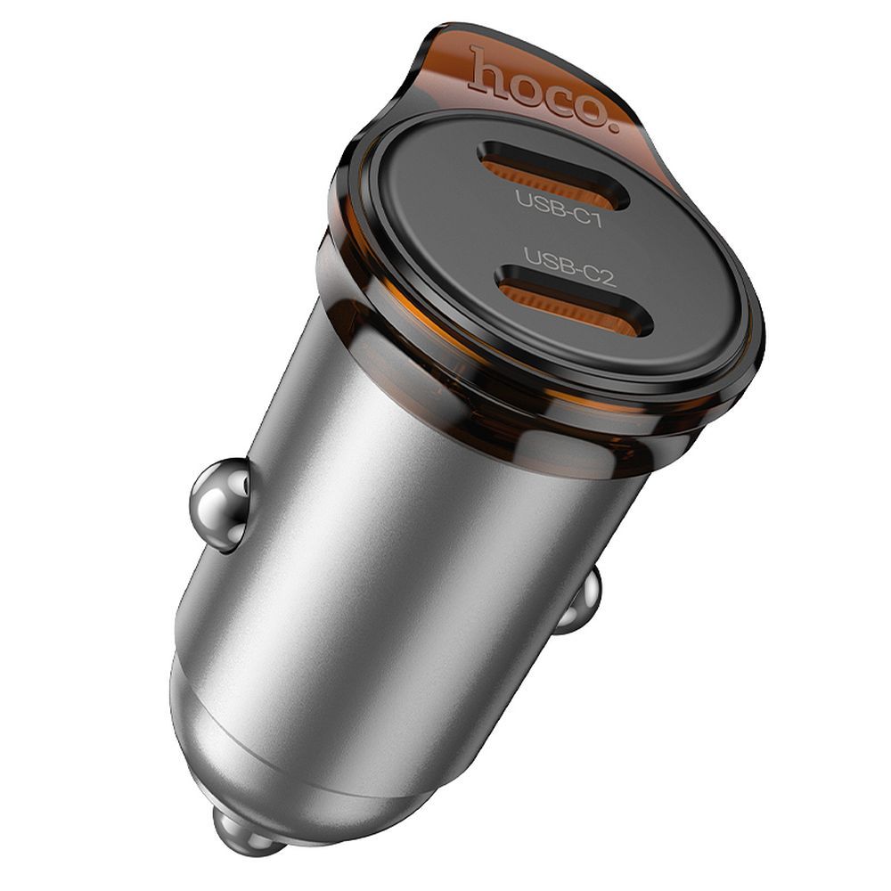 HOCO car charger 2 x Type C PD QC3.0 45W NZ16B metal gray