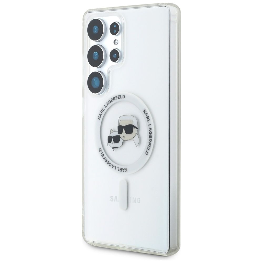 KARL LAGERFELD case for SAMSUNG S25 Ultra KLHMS25LHLSKCH (Magnetic IML Metal KC Heads) white