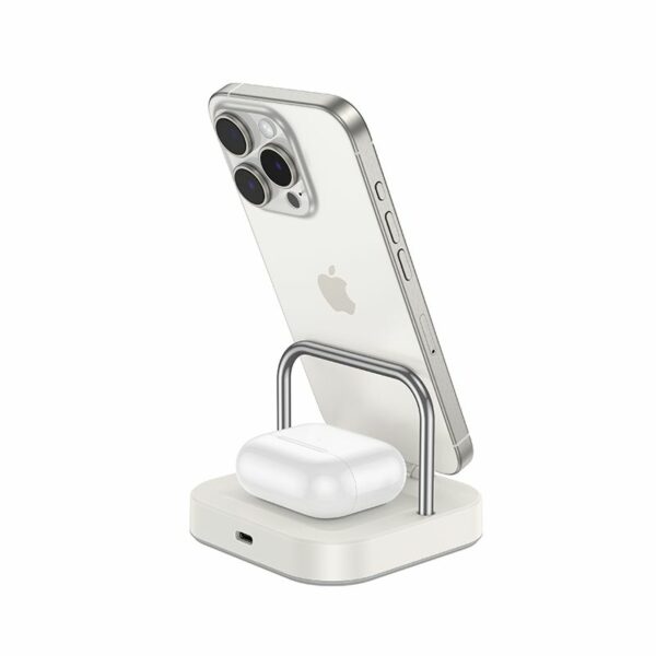 HOCO desktop charger 2in1 Type C + wireless charging 5W PD QC 3A 30W CQ16B milky white