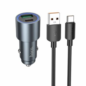 HOCO car charger USB A + Type C + cable USB A to Type C PD QC3.0 48W Z60 black