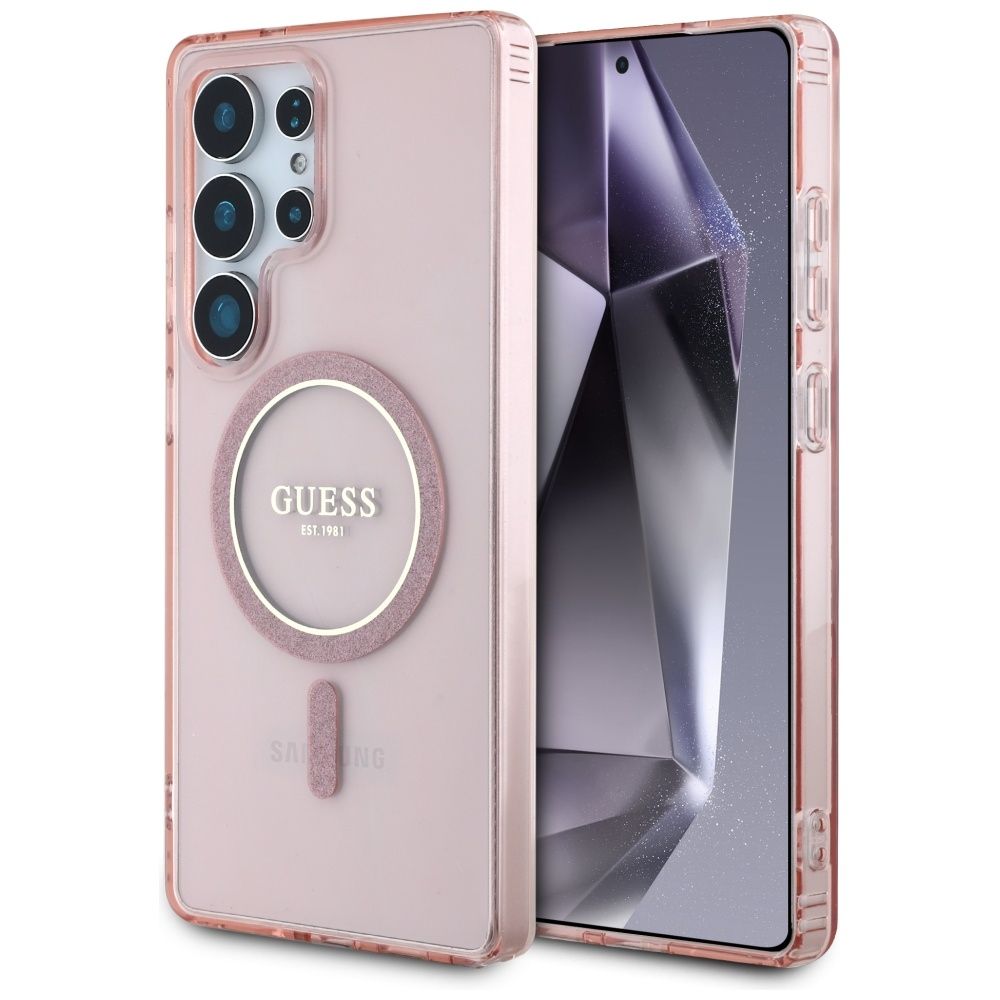 Θήκη Κινητού GUESS Samsung S25 Ultra Ροζ Glitter Μαγνητική