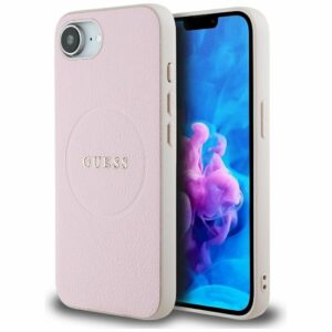 GUESS case for IPHONE 16e (SE 4 2025) compatible with MagSafe GUHMPSE4PGHSMMP (PU Grained Gold Ring) pink