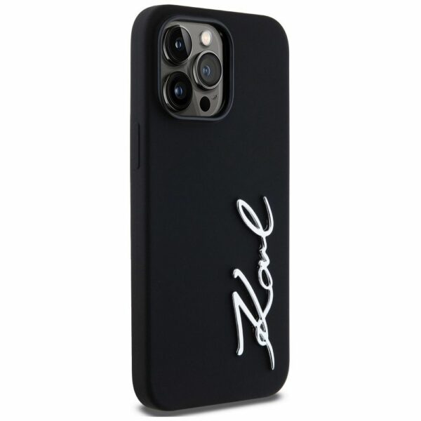 KARL LAGERFELD case for IPHONE 14 Pro Max KLHCP14XSCMSMVK (Silicone Sign Metal Logo) black