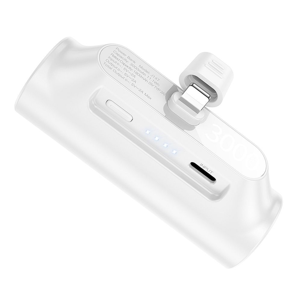 HOCO Powerbank 3000mAh με Ενσωματωμένο Lightning Connector J147 Λευκό