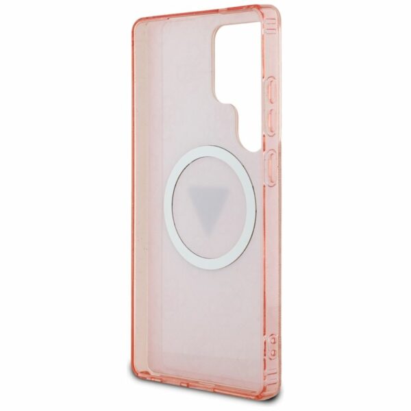 GUESS case for SAMSUNG S25 Ultra GUHMS25LHG4PRTGP (Magnetic IML Metal Glitter 4G Circle Triangle) pink
