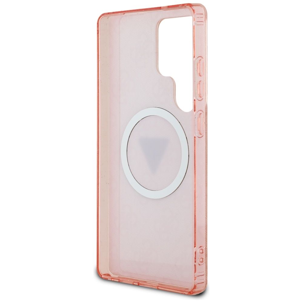 GUESS case for SAMSUNG S25 Ultra GUHMS25LHG4PRTGP (Magnetic IML Metal Glitter 4G Circle Triangle) pink