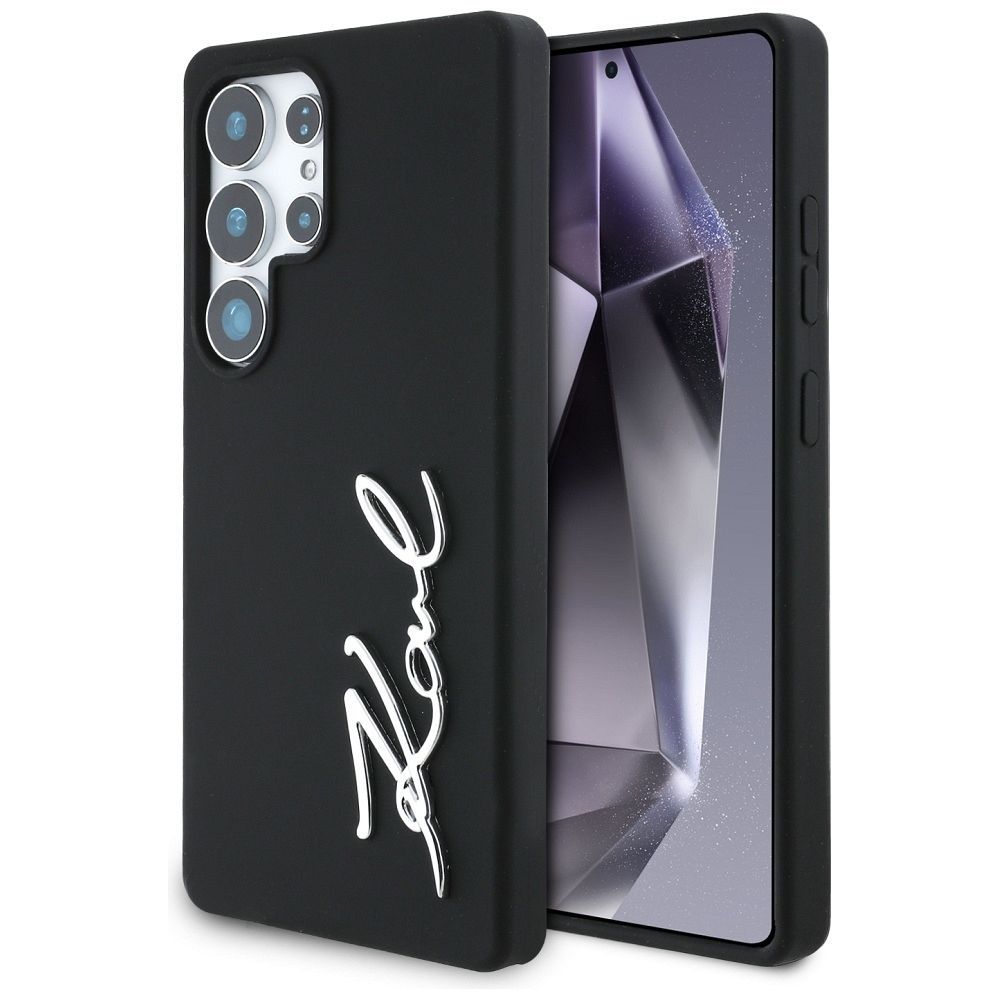 KARL LAGERFELD case for SAMSUNG S25 Ultra KLHCS25LSCMSMVK (Silicone Sign Metal Logo) black