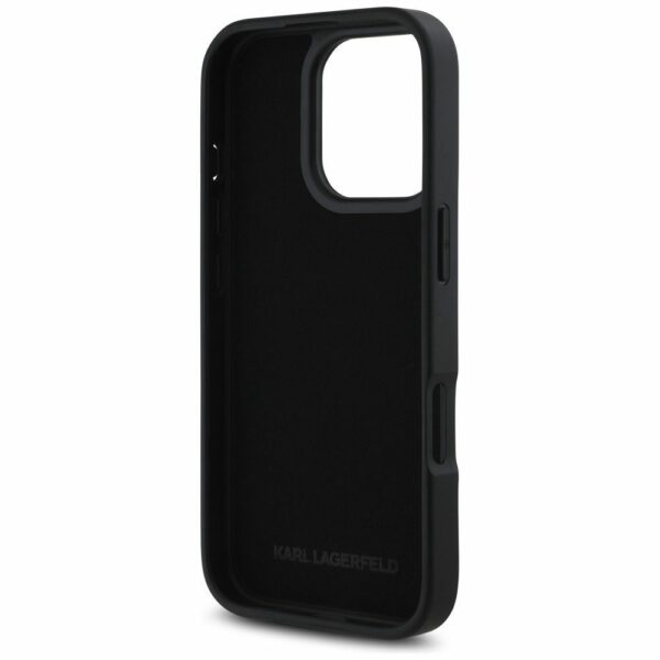 KARL LAGERFELD case for IPHONE 16 Pro Max KLHCP16XPGPVKSK (Grained PU Cardslot Metal Signature) black