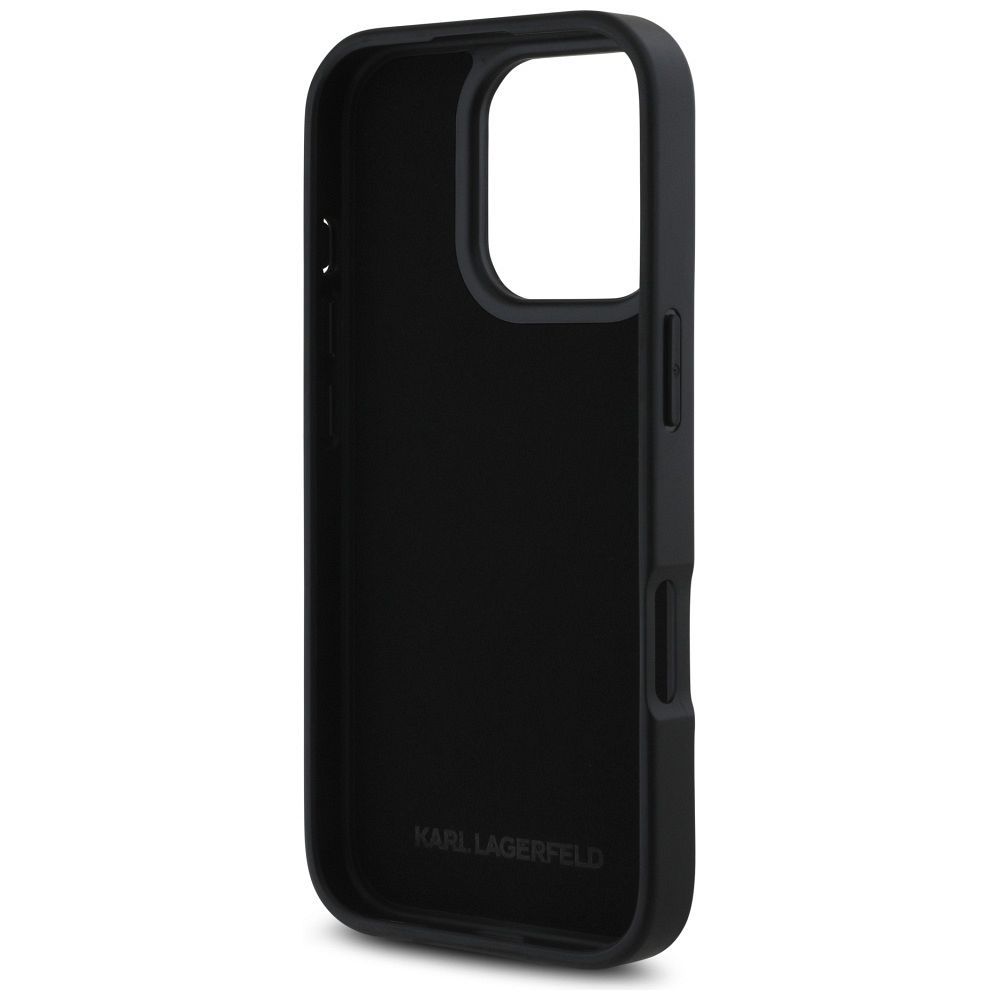 KARL LAGERFELD case for IPHONE 16 Pro Max KLHCP16XPGPVKSK (Grained PU Cardslot Metal Signature) black