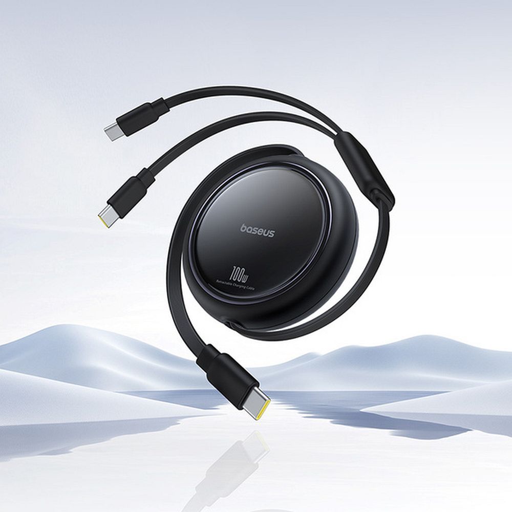 Καλώδιο BASEUS 2in1 Type C σε 2x Type C 100W Ανασυρόμενο 1m Μαύρο