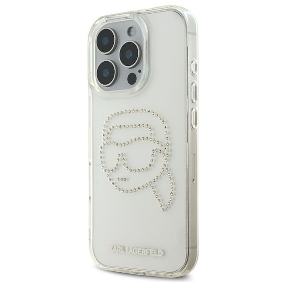 KARL LAGERFELD case for IPHONE 16 Pro KLHCP16LHKHDCELT (IML Rhinestones K Head) transparent