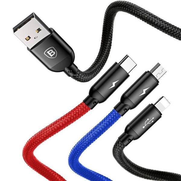 Καλώδιο Φόρτισης Baseus 3 σε 1 (Micro USB, Lightning, Type-C) 3.5A 1.2m Μαύρο