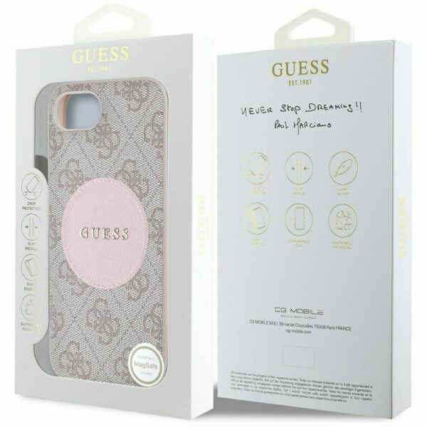 GUESS case for IPHONE 16e (SE 4 2025) compatible with MagSafe GUHMPSE4P4PGRSGP (PU 4G Circle W/ Classic Logo) pink