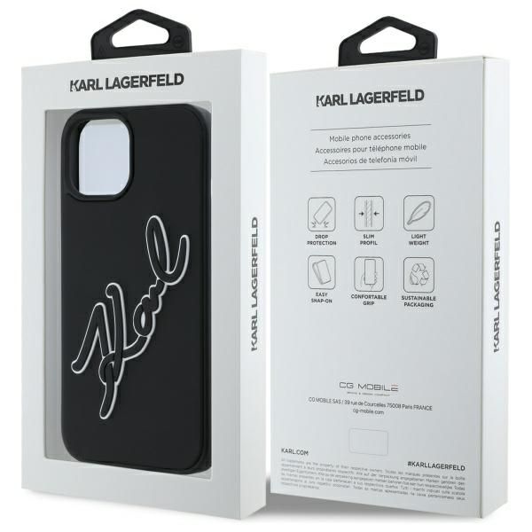 KARL LAGERFELD case for IPHONE 15 KLHCP15S3DRKSDLK (3D Rubber Signature) black