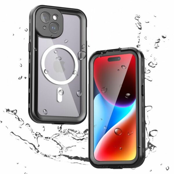 Waterproof case SHELLBOX DOT compatible with MagSafe for IPHONE 15 black